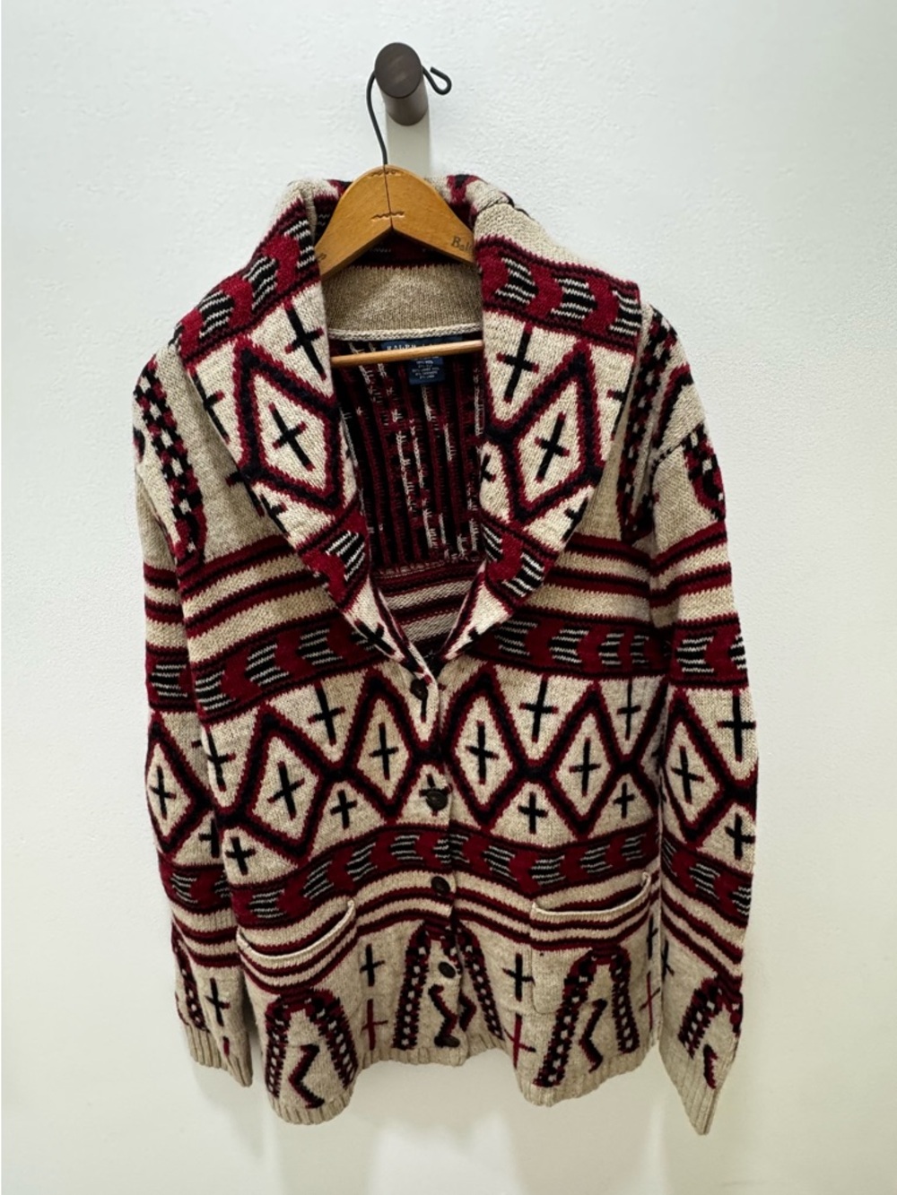 Ralph Lauren Southwestern Cardigan Shawl Collar Luxury knit M - Picture 5 of 6